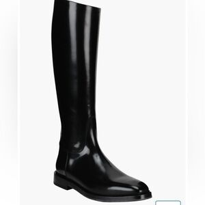 Salvatore Ferragamo men boots riding black calf leather sz 9 EE